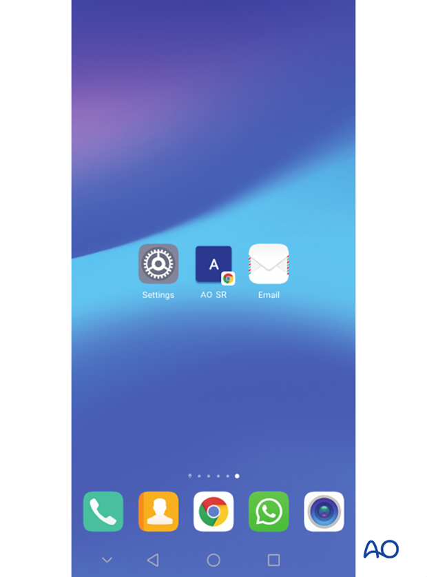 AOSR icon is placed on home screen on Android device