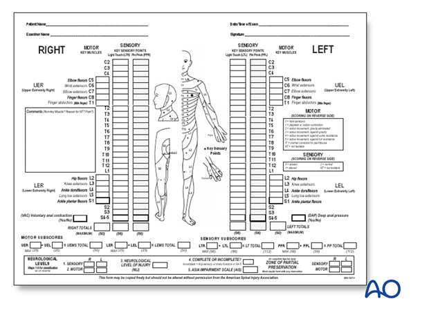 Thoracic and lumbar fractures: Patient examination - neurological evaluation